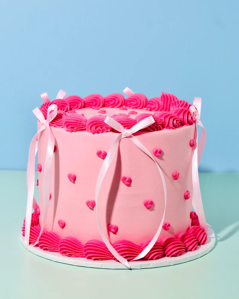 Pink Cake Of Hearts
